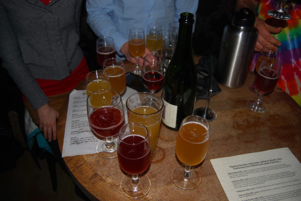 Our table, full of Sante Adairius (and a Cantillon).